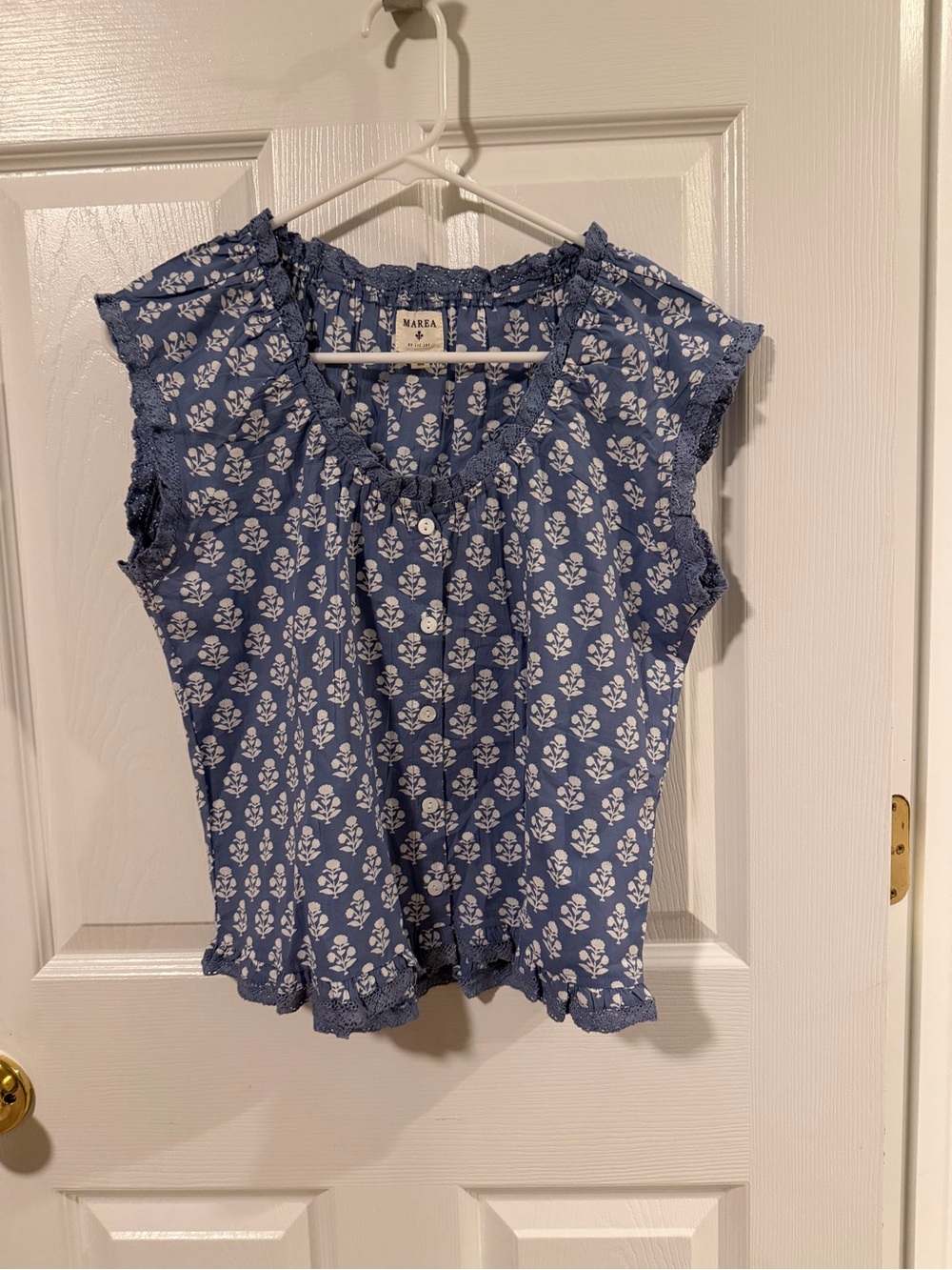 MAREA Blue Floral Cap-Sleeve Top - NEVER WORN